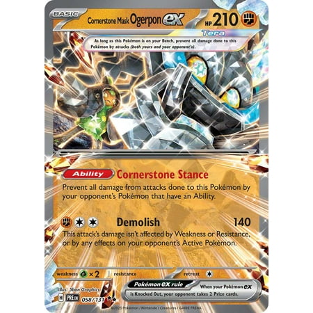 Pokemon Prismatic Evolutions Double Rare Cornerstone Mask Ogerpon ex #58