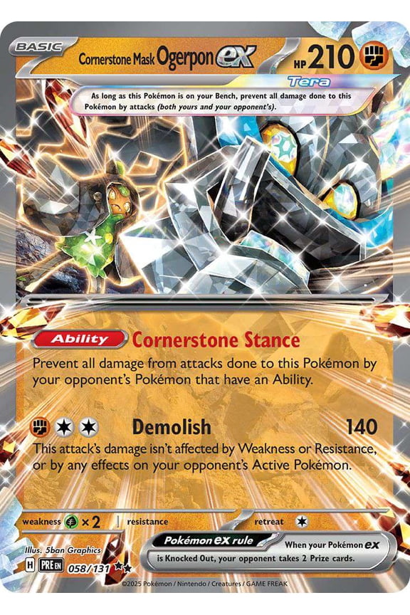 Pokemon Prismatic Evolutions Double Rare Cornerstone Mask Ogerpon ex #58