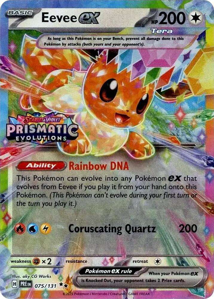 Pokemon Prismatic Evolutions Double Rare Eevee ex #75