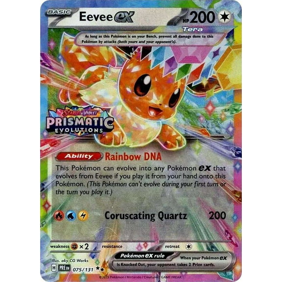 Pokemon Prismatic Evolutions Double Rare Eevee ex #75 (Prismatic Evolutions Stamp)