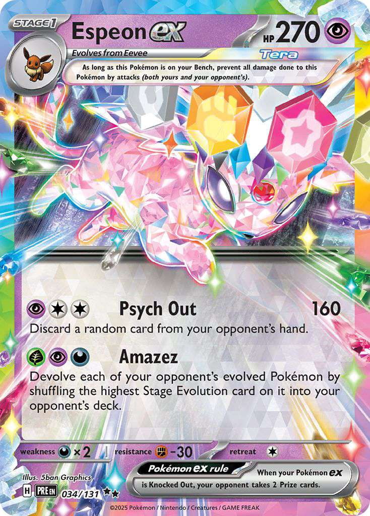 pokemon prismatic rare cards Pokemon Prismatic Evolutions Double Rare Espeon ex #34