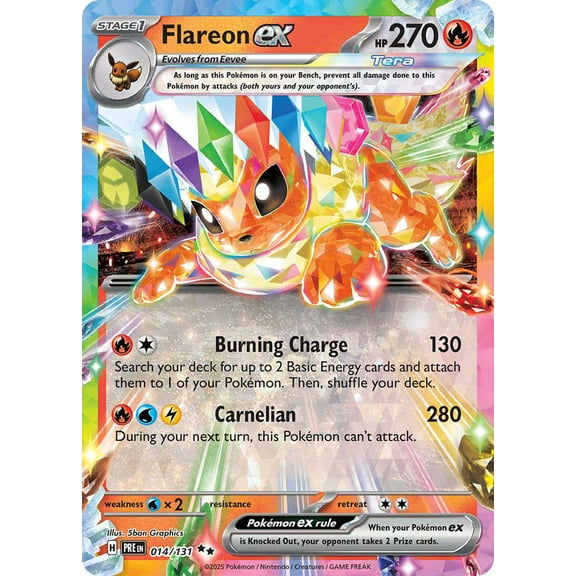 Pokemon Prismatic Evolutions Double Rare Flareon ex #14