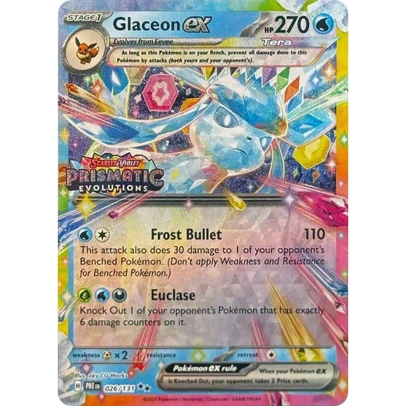 Pokemon Prismatic Evolutions Double Rare Glaceon ex #26 (Prismatic Evolutions Stamp)