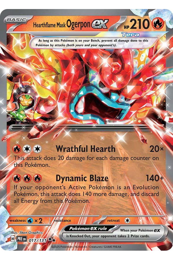 Pokemon Prismatic Evolutions Double Rare Hearthflame Mask Ogerpon ex #17