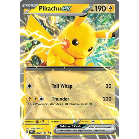 Pokemon Prismatic Evolutions Double Rare Pikachu ex #28
