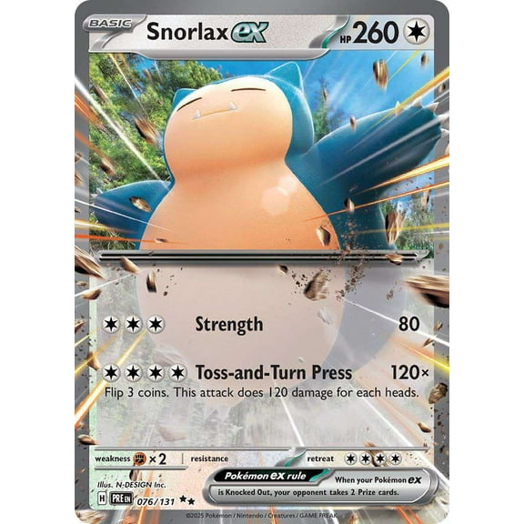 Pokemon Prismatic Evolutions Double Rare Snorlax ex #76