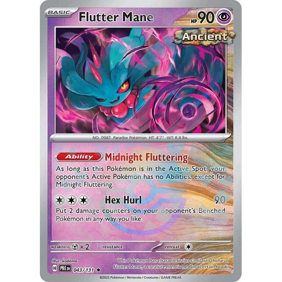 Pokemon Prismatic Evolutions Rare Flutter Mane #43 (Poke Ball Pattern)