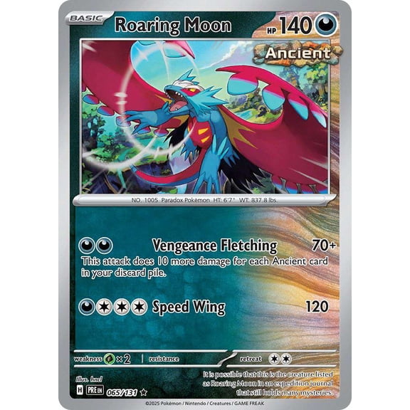 Pokemon Prismatic Evolutions Rare Roaring Moon #65