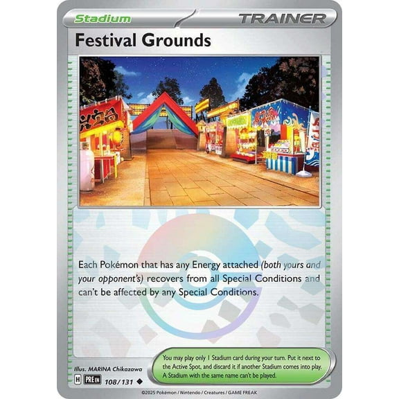 Pokemon Prismatic Evolutions Uncommon Festival Grounds Stadium #108 (Poke Ball Pattern)
