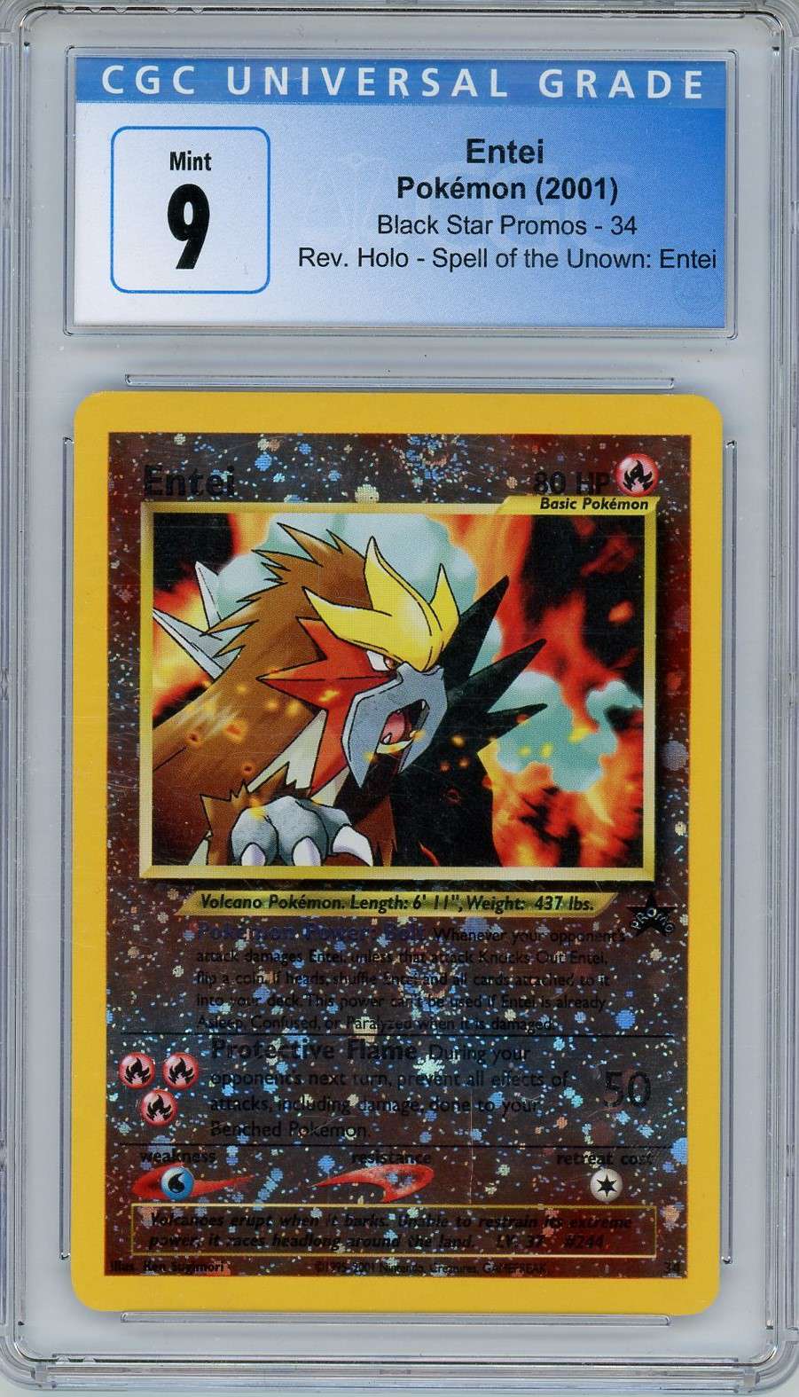 entei pokemon promo card Reverse Holo 3 Movie #34 PSA 9  TBC Games this attack does 90 more damage Entei 2001 Pokemon TCG 3