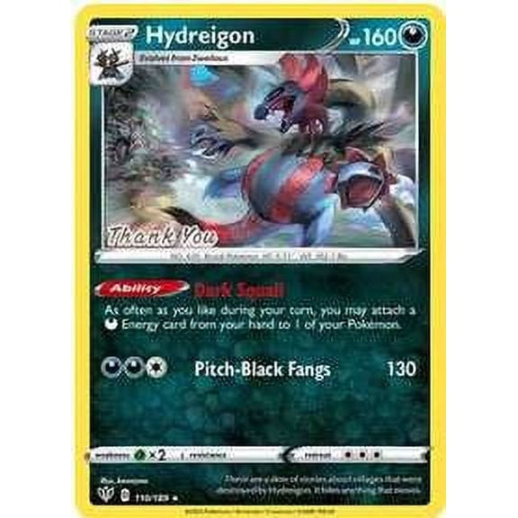 Pokemon Promo Rare Hydreigon #110 (Thank You Promo Rare)