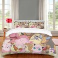 Pokemon Quilt Set, 3Piece Bed Cover Set, Soft Microfiber DoubleSided