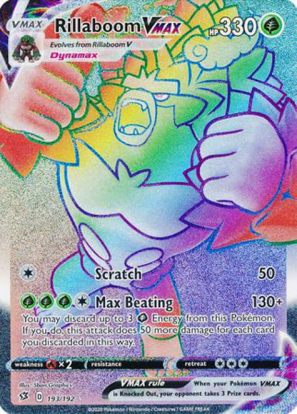 shiny rillaboom pokemon card VMax full art New Colorless Artist Pokemon Trading Card Game -