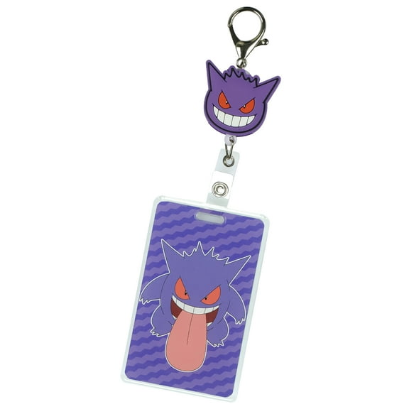 Pokemon Retractable Reel Lanyard Gengar Hard Plastic Badge ID Holder Keychain