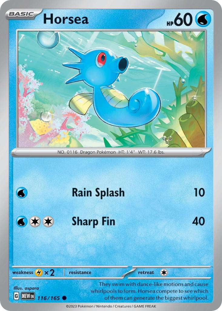 Pokemon Scarlet & Violet 151 Common Horsea #116 - Walmart.com