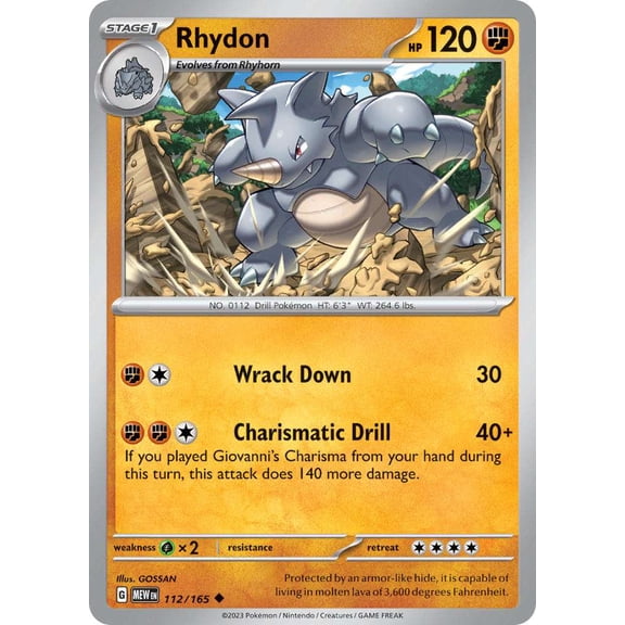 Pokemon Scarlet & Violet 151 Uncommon Rhydon #112