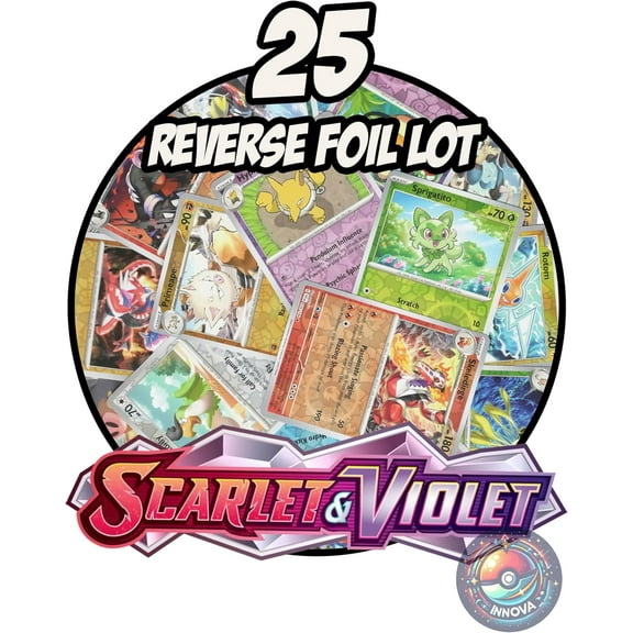 Pokemon Scarlet & Violet Base Set Reverse Foil Card Lot x25 (Random Selection)- No Duplicate