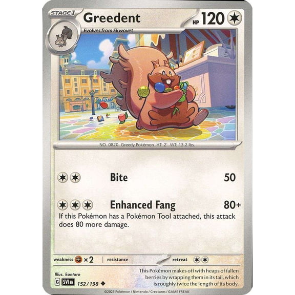 Pokemon Scarlet & Violet Base Set Uncommon Greedent #152