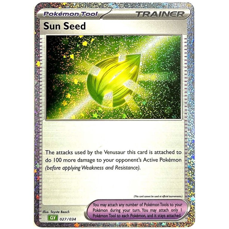sun seed pokemon card Trading Game CLV 027/034 : Classic Collection Card The attacks by the Venusaur this card is attached to do 100 more damage to your opponents Active Pokmon (before applying Weakness and Resistance). Pokemon Trading Card Game Classic