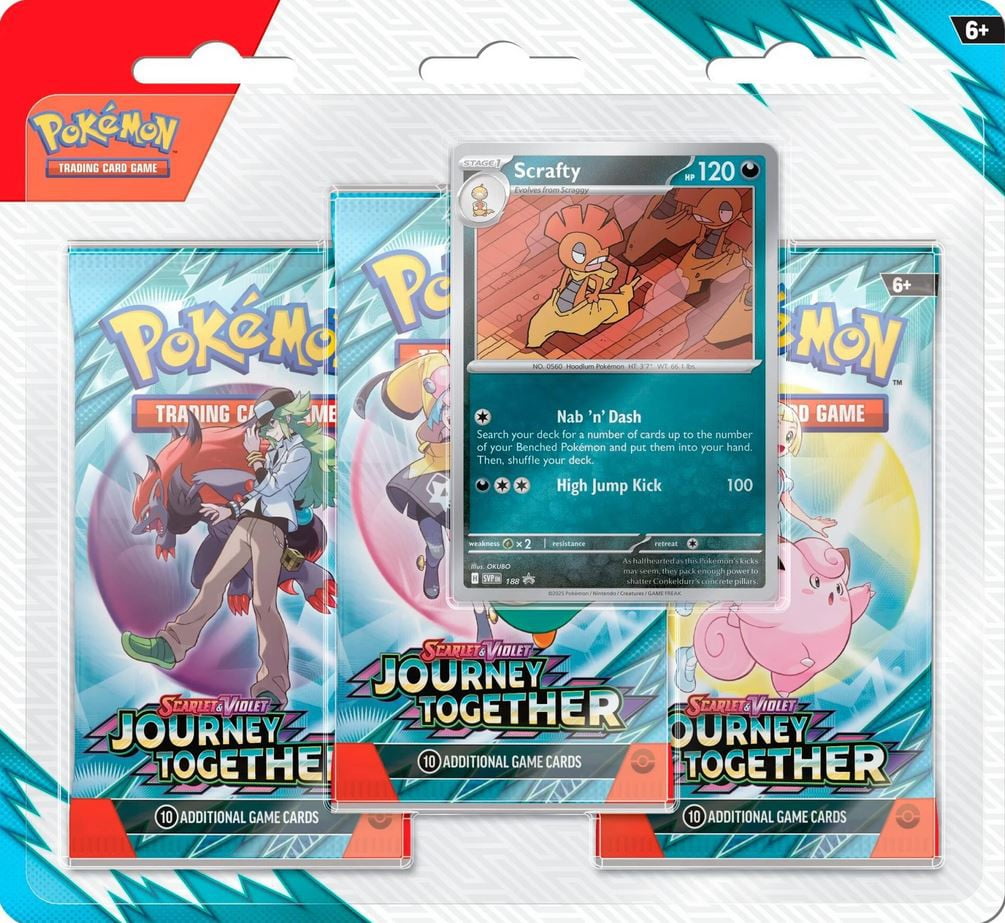 Pokemon Scarlet \u0026 Violet Journey Together Scrafty 3-Booster Blister Pack (3 Booster Packs \u0026 1 Foil Promo Card)