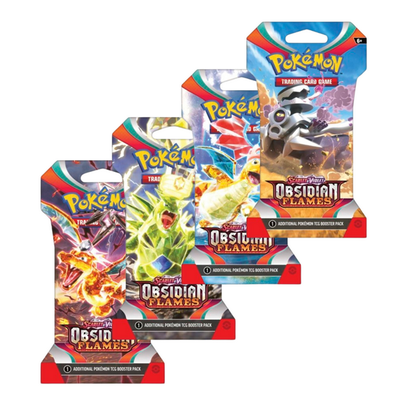 Pokemon Scarlet & Violet Obsidian Flames | 4 Sleeved Boosters Packs (Artwork Pack)