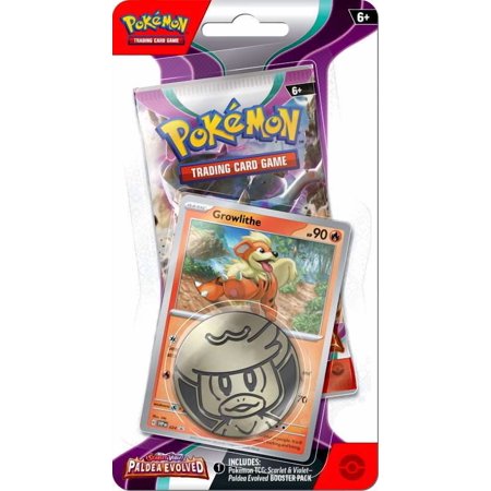 Pokemon Scarlet & Violet Paldea Evolved Growlithe Checklane BLISTER Pack (Booster Pack, Promo Card & Coin)