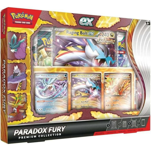 Pokemon Scarlet & Violet Paradox Fury Premium Collection Box (Holiday Edition, 7 Booster Packs, 3 Foil Cards, Oversized Card & More)