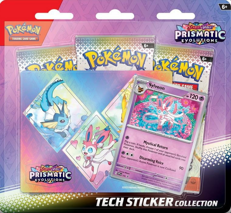 Sylveon Prismatic Evolutions Pokemon S\u0026V Tech Sticker Collection 3-Pack