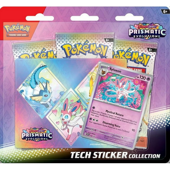 Sylveon Prismatic Evolutions Pokemon S&V Tech Sticker Collection 3-Pack