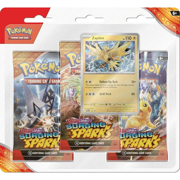 Pokemon Scarlet & Violet Surging Sparks 3-Pack Blister | Zapdos