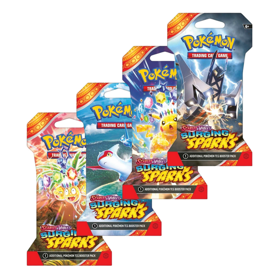 Pokemon Scarlet & Violet Surging Sparks | 4 Sleeved Boosters Packs (Artwork Pack)