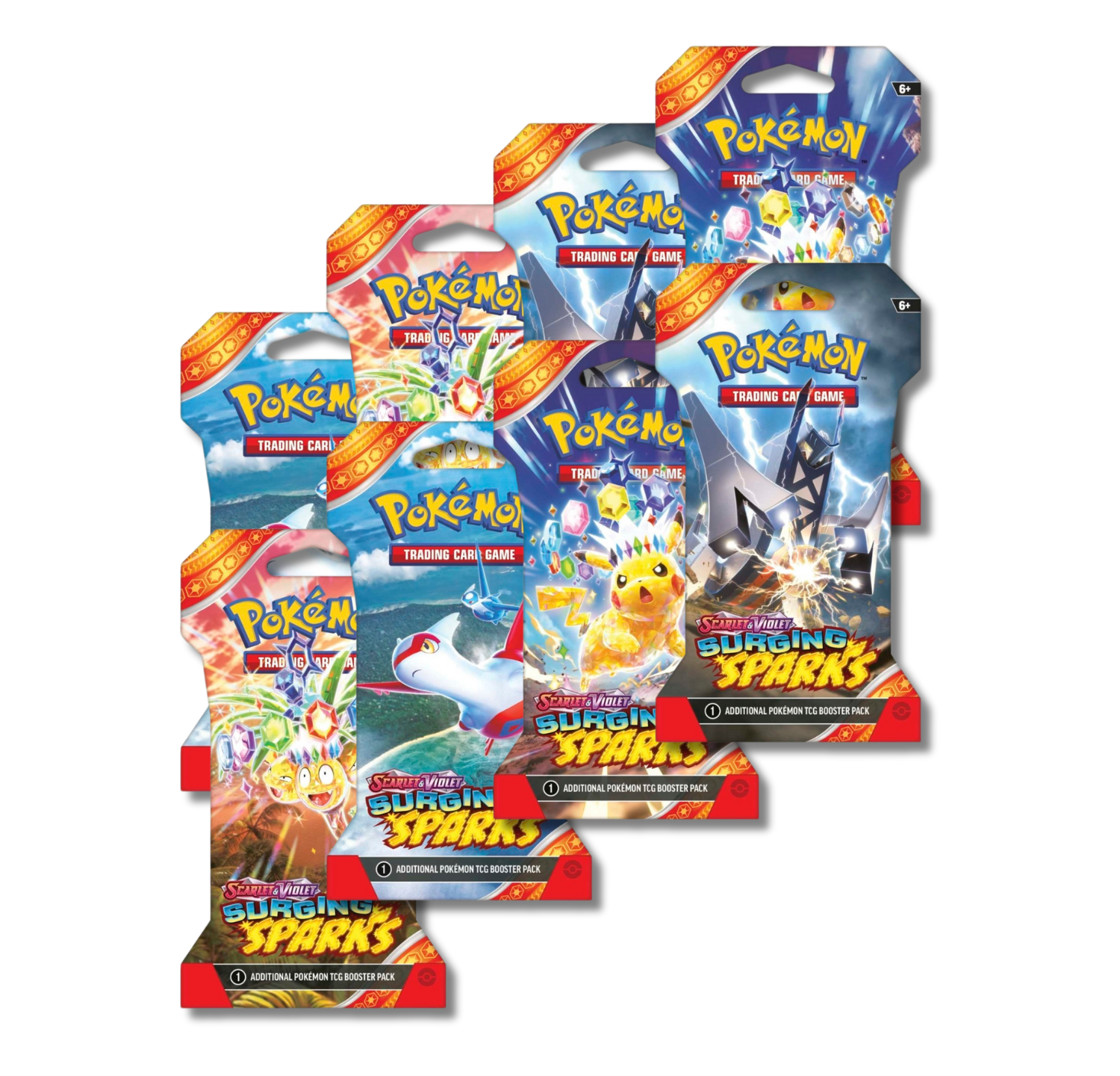 Pokémon, Scarlet & Violet Surging Sparks, 8 Sleeved Boosters Packs