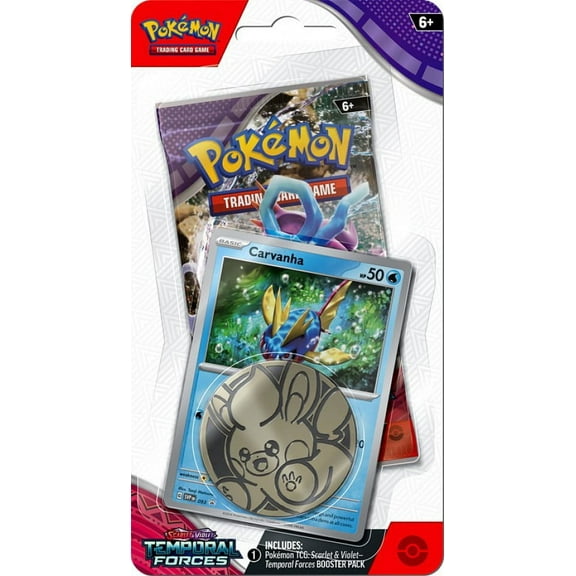 Pokemon Scarlet & Violet Temporal Forces Carvanha Checklane BLISTER Pack (Booster Pack, Promo Card & Coin)