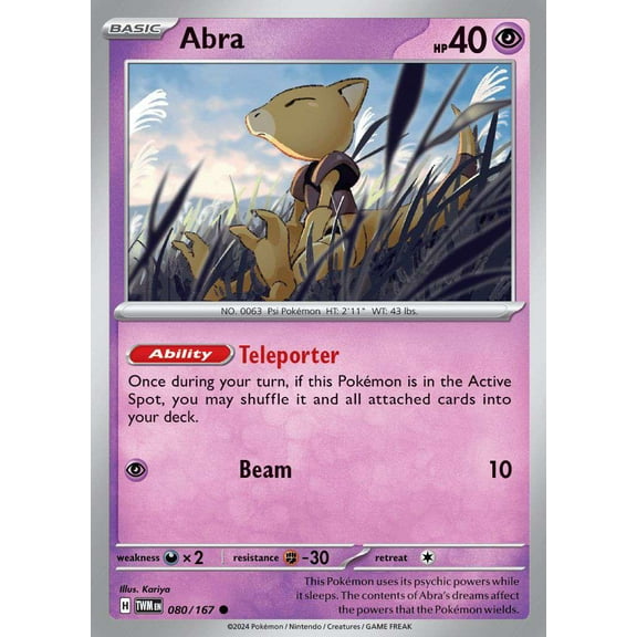 Pokemon Scarlet & Violet Twilight Masquerade Common Abra #80