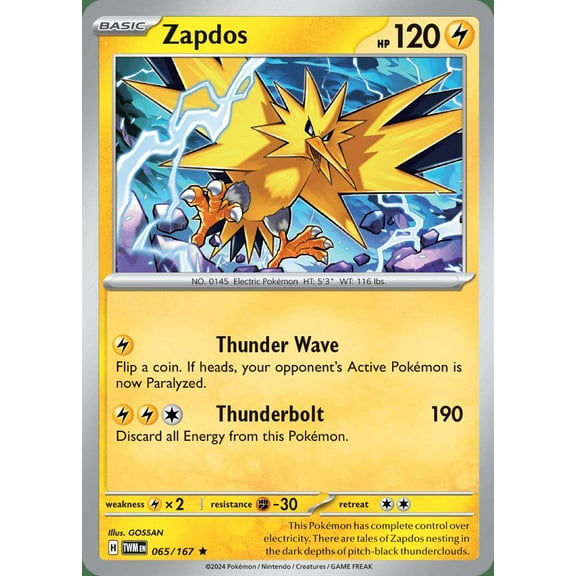 Pokemon Scarlet & Violet Twilight Masquerade Rare Zapdos #65