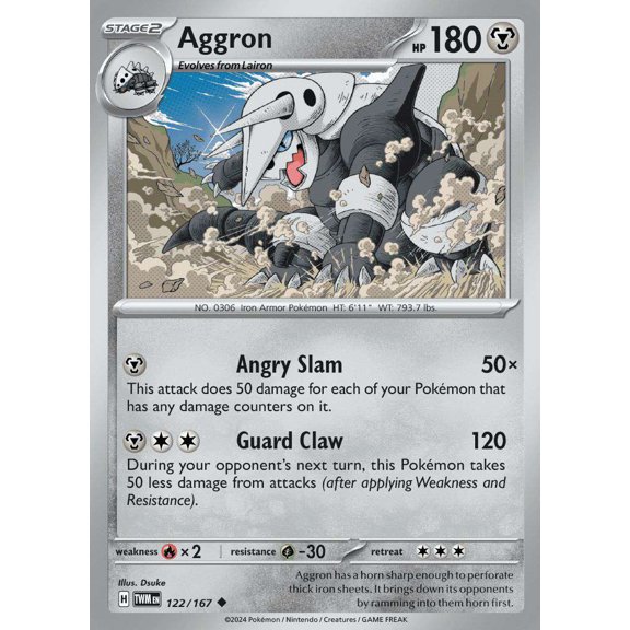 Pokemon Scarlet & Violet Twilight Masquerade Uncommon Aggron #122