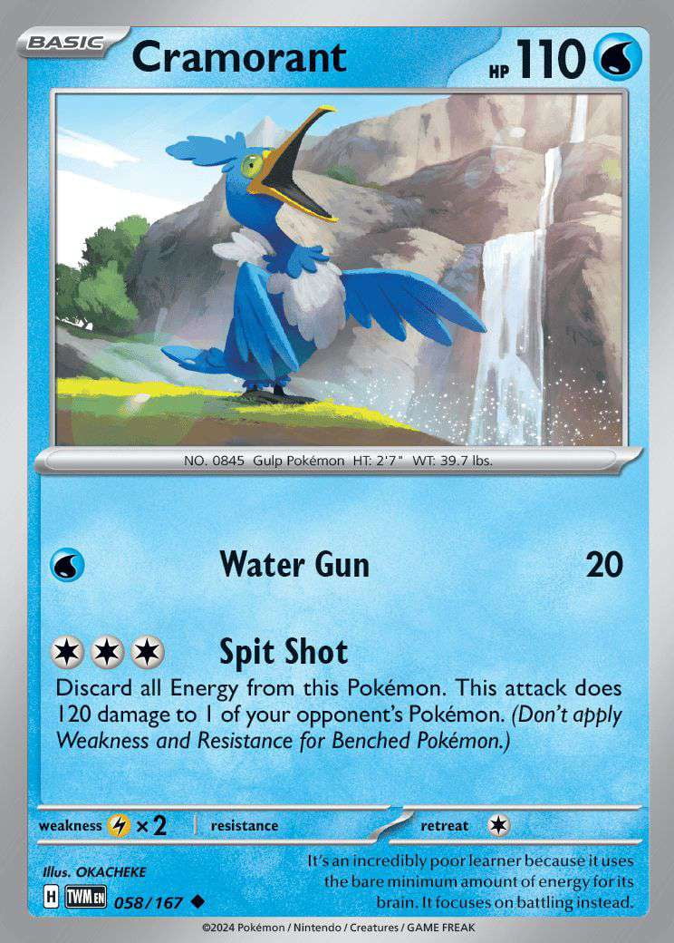 Pokemon Scarlet & Violet Twilight Masquerade Uncommon Cramorant #58 -  Walmart.com