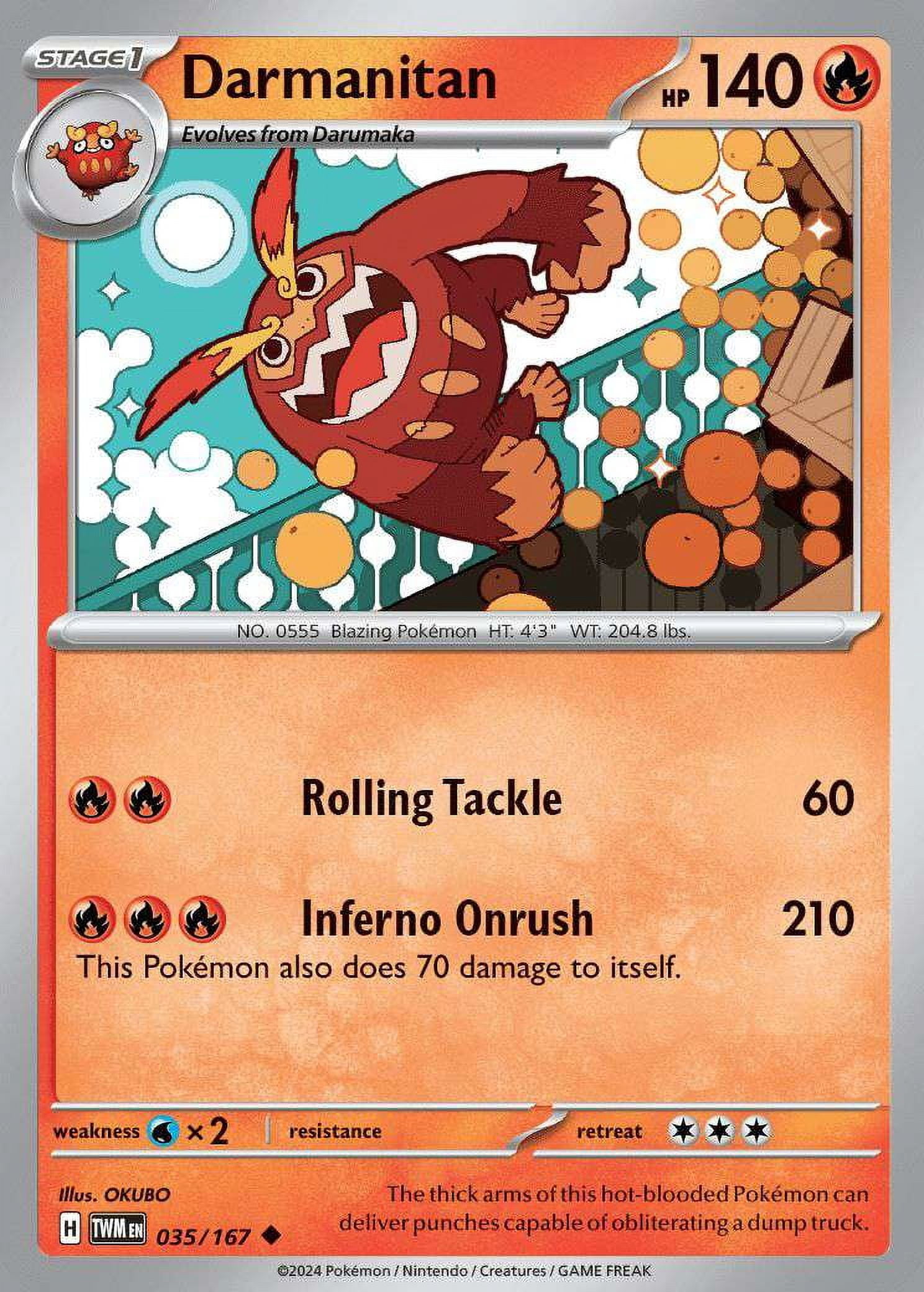 pokemon card darmanitan Galarian - 028/189 - Rare - Reverse Holo - - Singles  Sword & Shield - Darkness Ablaze Water / 140 / Stage 1 Attack 1 Pokmon TCG Galarian Darmanitan VMAX