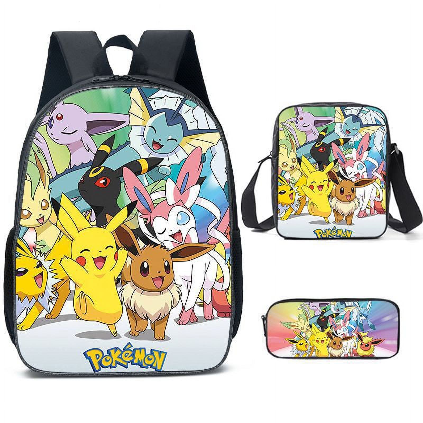 Pokemon School Backpack 3 Piece Set for Girls Backpack with Lunch Bag