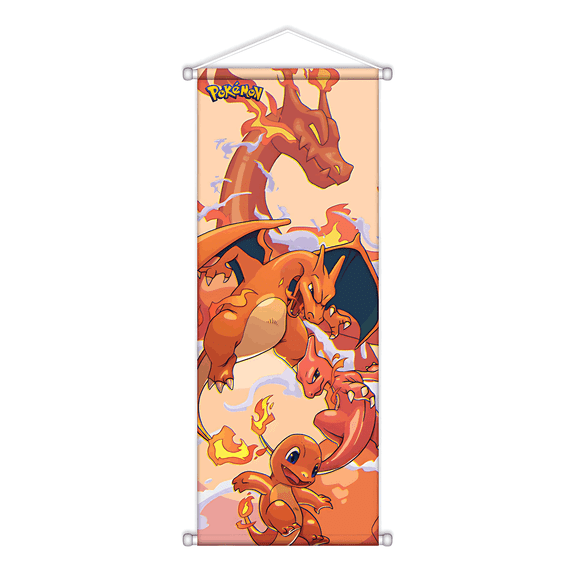 Pokemon Scroll Poster for Indoor Décor(28.3x11 In), Hanging Wall HD Printing Artistic Canvas Character Posters for Anime lovers