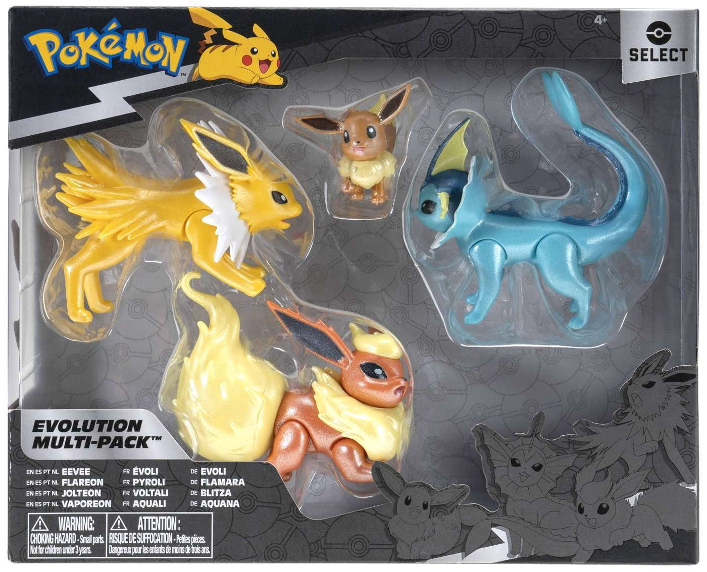 Conjunto de Figuras - Pokémon - Eevee - Flareon - Joelton