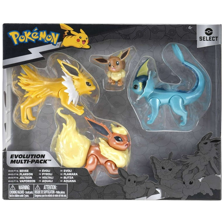 Pokemon Select Eevee, Flareon, Jolteon & Vaporeon Evolution Figure 4-Pack 