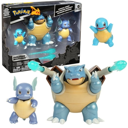 Pokemon Select Squirtle Evolution 3 Pack - Features 2-Inch Squirtle, 3-Inch Wartortle & 4.5-Inch Blastoise Blaster Battle Figures - Authentic Details - Great Gift for Kids, Boys, Girls & Fans Ages 4+