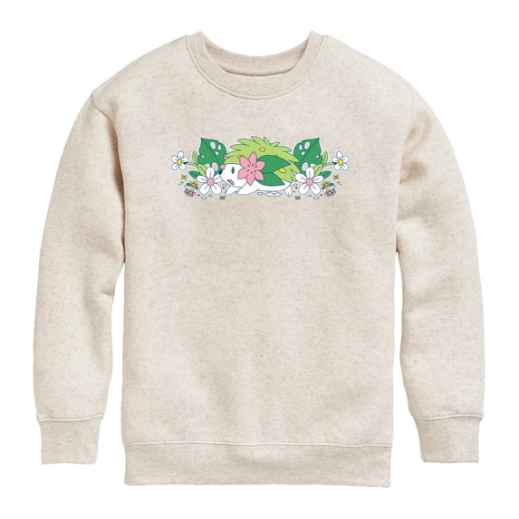 Pokemon - Shaymin Floral - Youth Boys Crew Fleece Sweatshirt