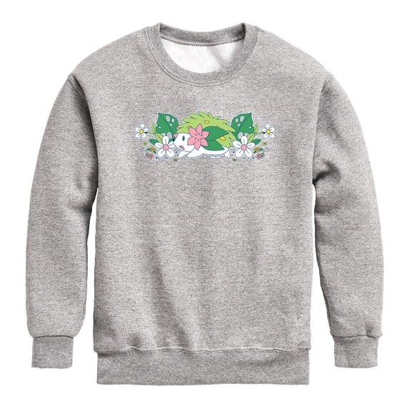 Pokemon - Shaymin Floral - Youth Boys Crew Fleece Sweatshirt