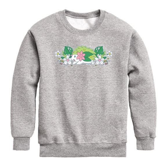 Pokemon - Shaymin Floral - Youth Boys Crew Fleece Sweatshirt