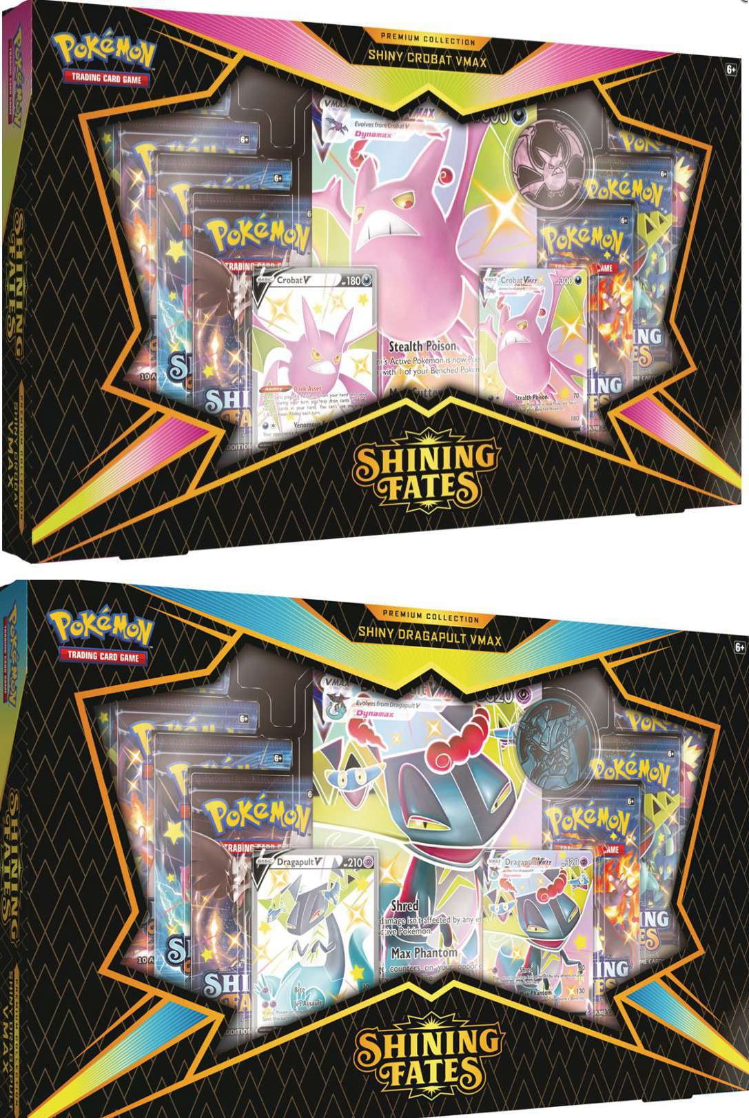 Pokemon Shining Fates Dragapult VMAX & Crobat VMAX Set of 2