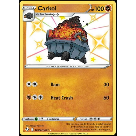 Pokemon Shining Fates Shiny Rare Carkol SV068