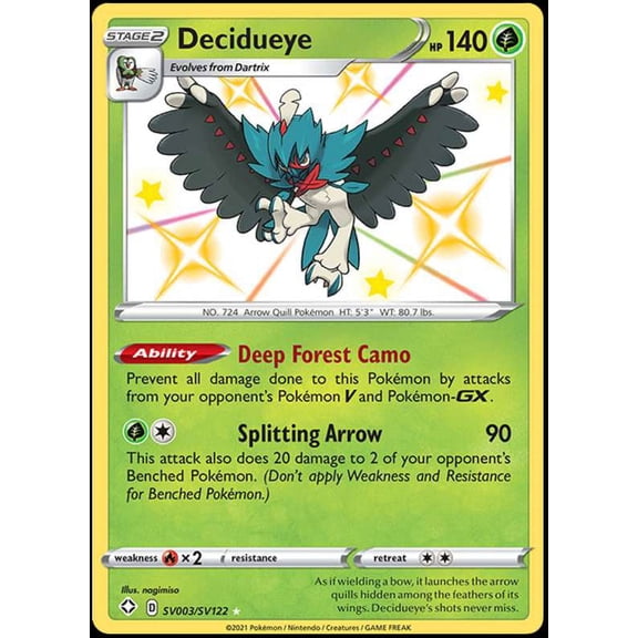 Pokemon Shining Fates Shiny Rare Decidueye SV003