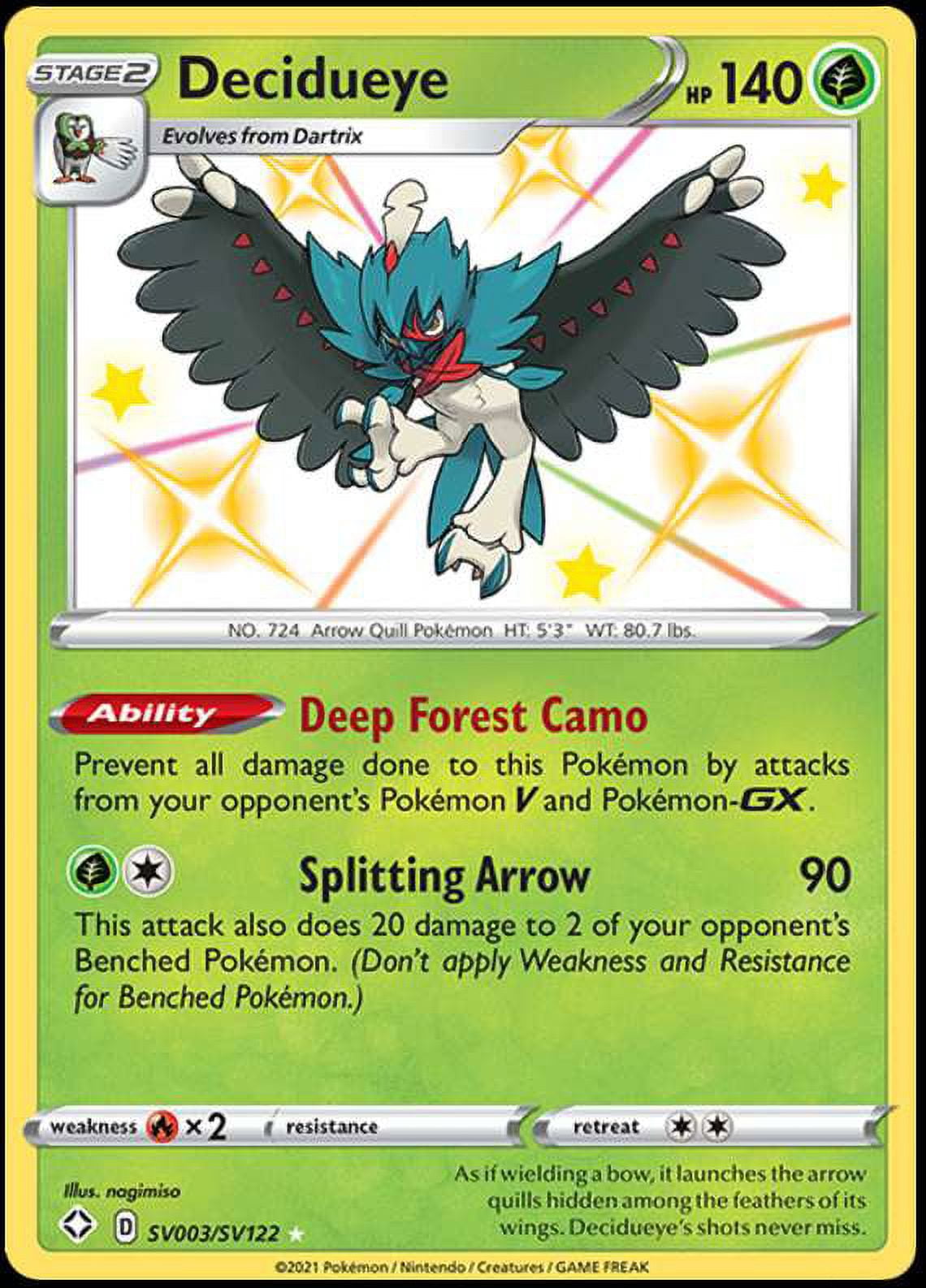 Pokemon Shining Fates Shiny Rare Decidueye SV003